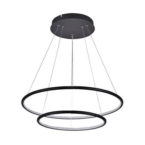 PENDENTE LED 2 AROS 65W LUZ AMARELA 3000K QUENTE Ø60x110 cm